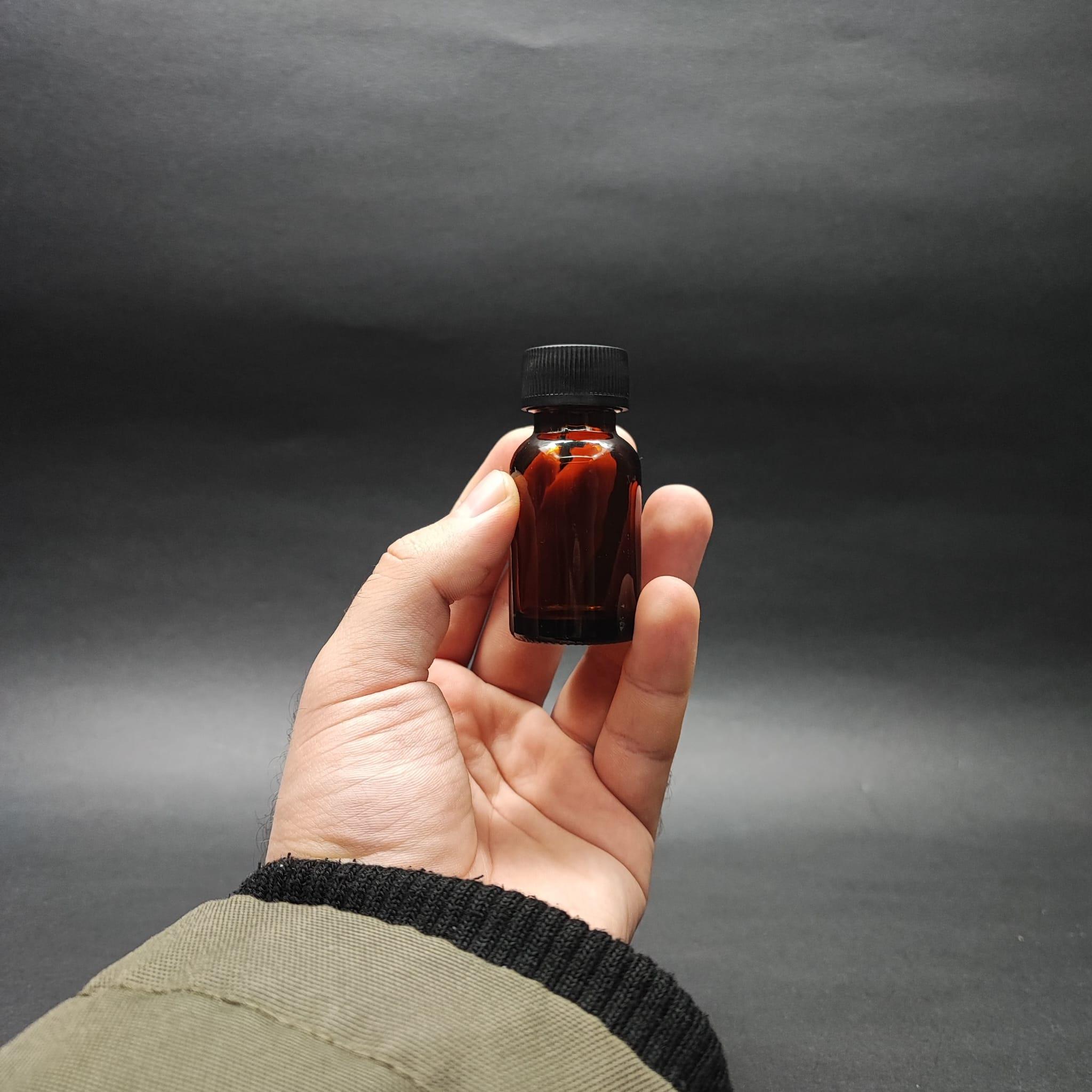 20 CC AMBER CAM ŞİŞE - SİYAH KAPAKLI - 20 ML KAHVERENGİ CAM ŞİŞE