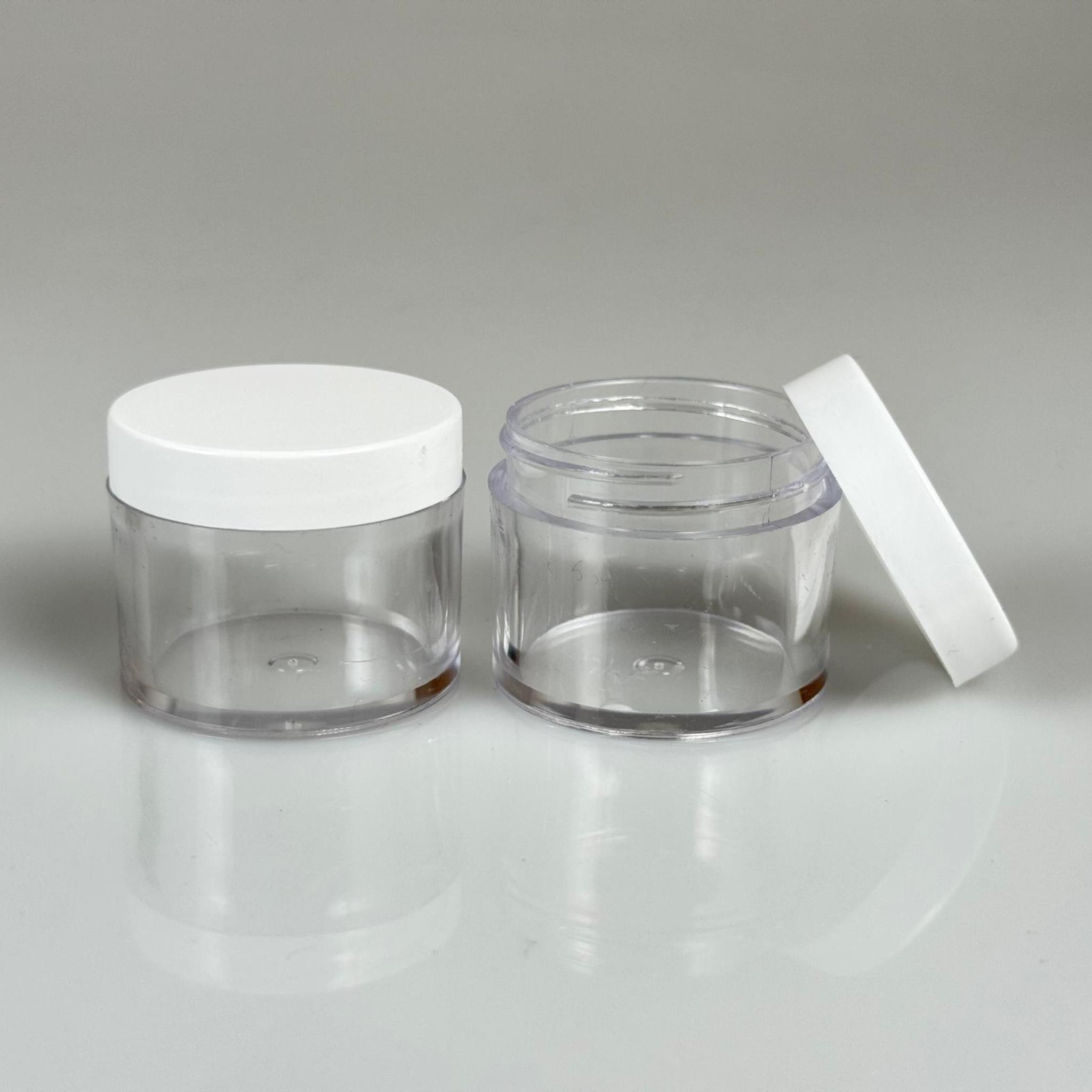 20 CC KRİSTAL KAVANOZ - BEYAZ PLASTİK KAPAKLI - 20 ML KREM KAVANOZ KALIN ŞEFFAF PLASTİK MİKA AKRİLİK