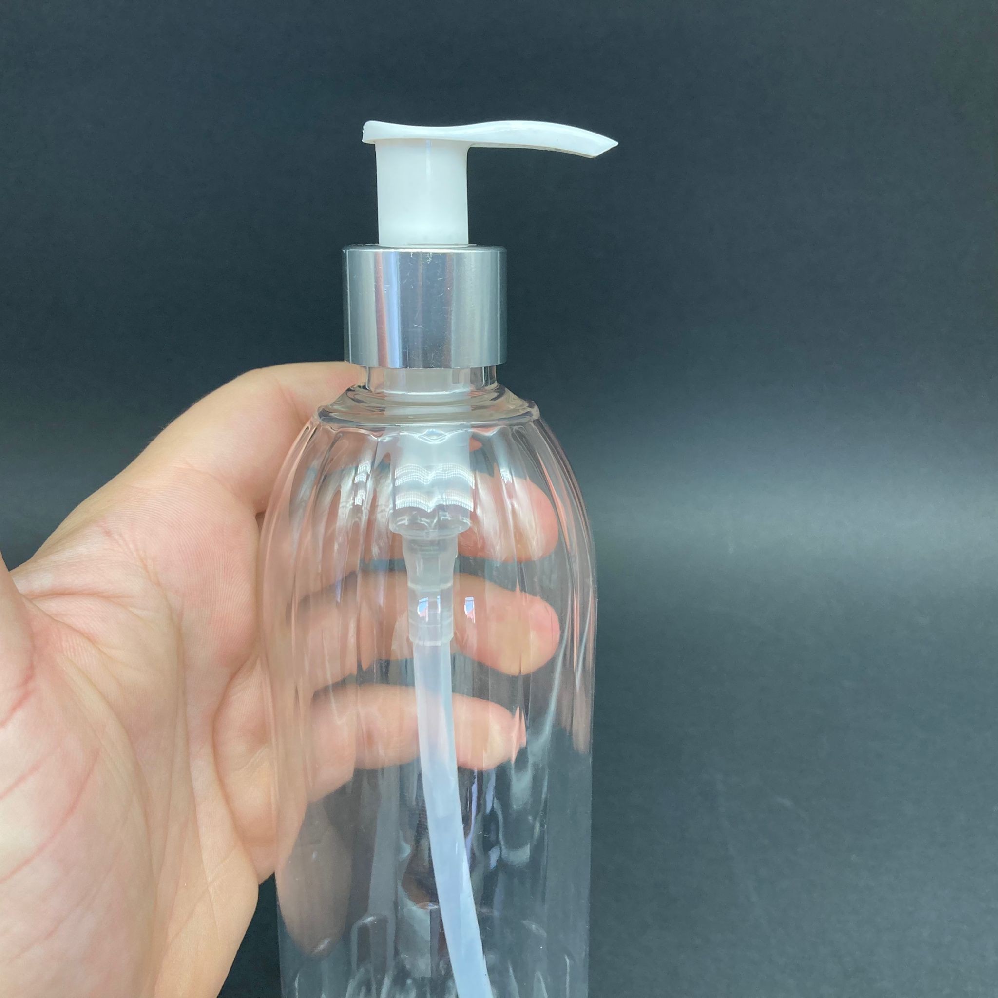 400 CC MANDALİNA MODEL PET ŞİŞE - GÜMÜŞ POMPALI  - 400 ML PLASTİK POMPALI ŞİŞE