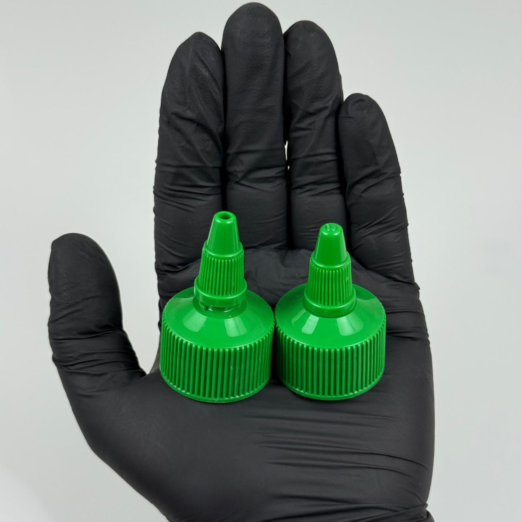 28 MM TWİST ASANSÖR SİVRİ YEŞİL KAPAK - ZEYTİNYAĞ, SOS, MÜREKKEP, ŞAMPUAN, TUTKAL KARTUŞ İÇİN AKITICILI PLASTİK KAPAK