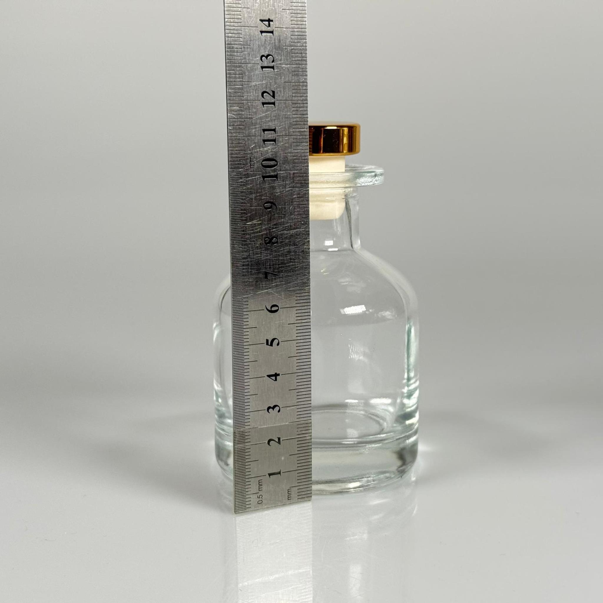 150 CC ŞEFFAF SİLİNDİR BAMBU CAM ESANS ŞİŞESİ - 150 ML KOKU, ESANS, PARFÜMERİ ŞİŞESİ - GOLD MANTAR TIPALI TAKIM