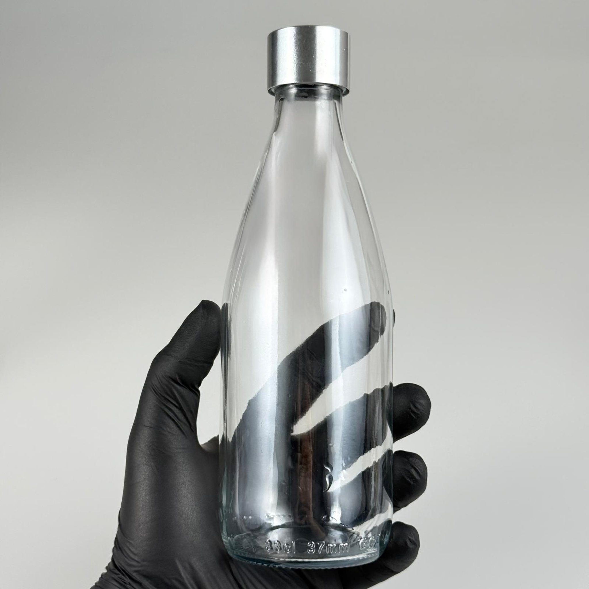 330 CC CAM ŞİŞE + ALÜMİNYUM KAPLAMALI GÜMÜŞ KAPAKLI + KÖR TIPALI TAKIM - 330 ML ŞİŞE