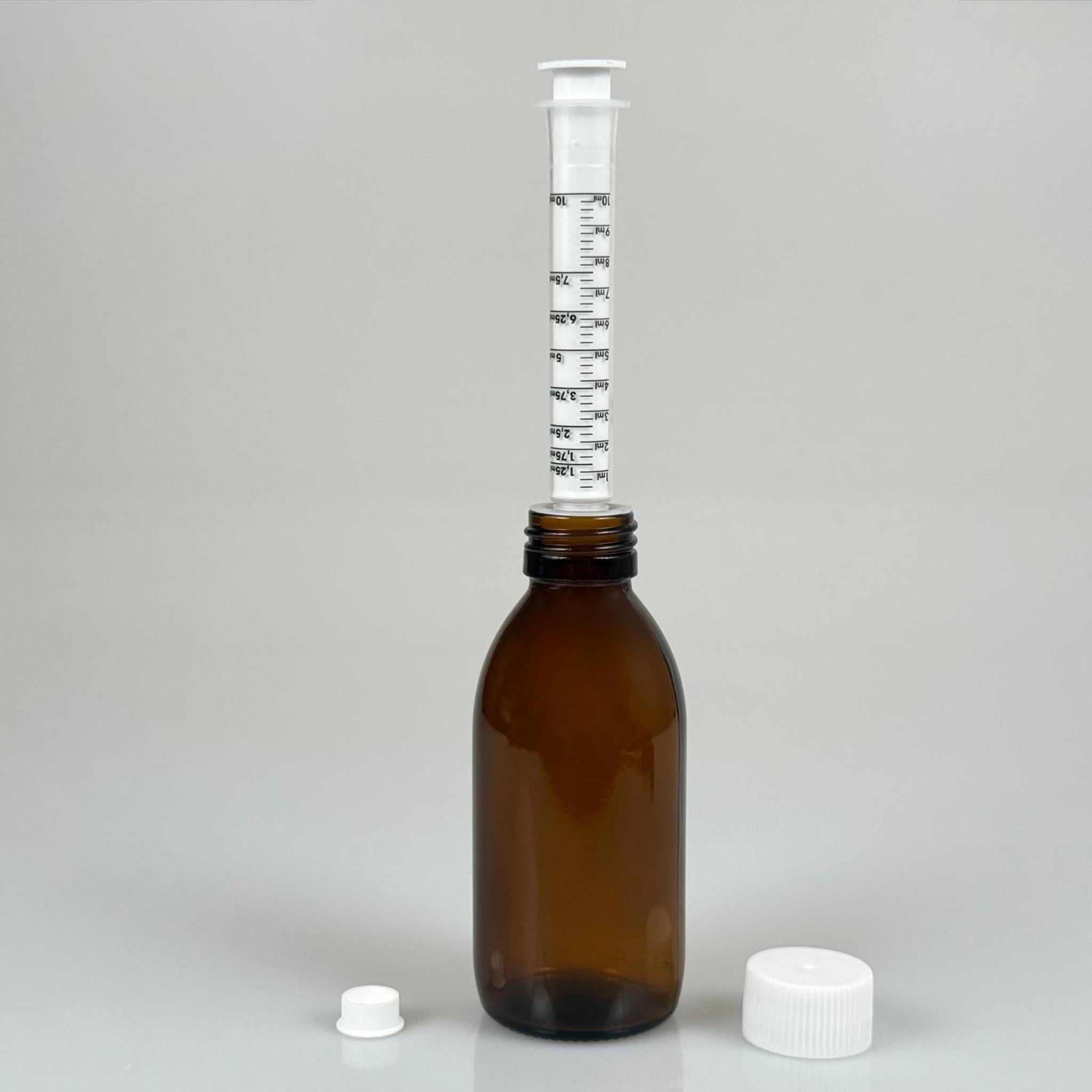 150 ML CAM ECZA ŞİŞESİ + 10 ML DOZAJ PİPETİ + DOZAJ TIPASI + CONTALI PLASTİK KAPAK TAKIM