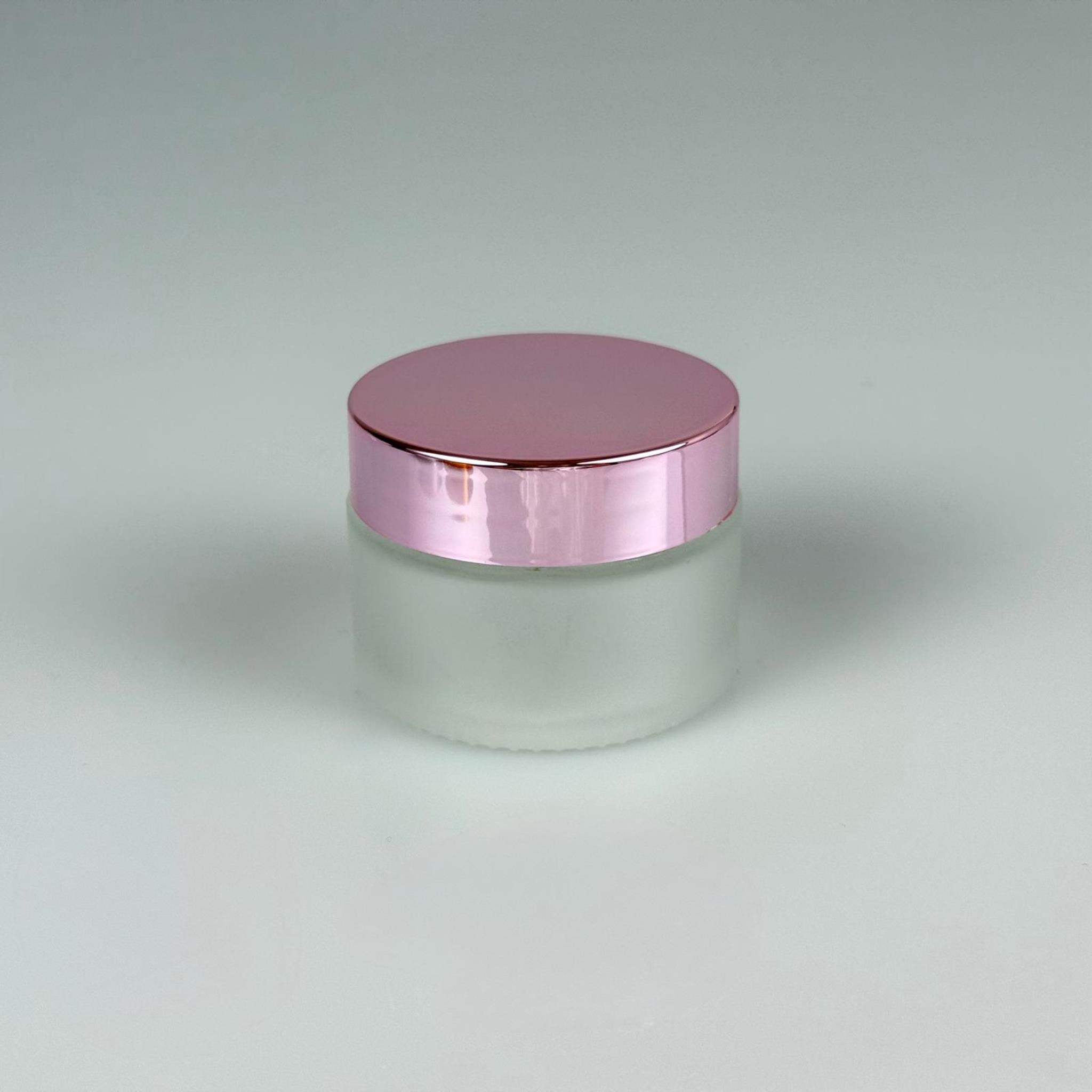 30 CC BUZLU CAM KREM KAVANOZU + ROSE KAPAK + İÇ TIPA - 30 ML Kozmetik ve Bakım Ürünleri İçin Cam Kavanozları