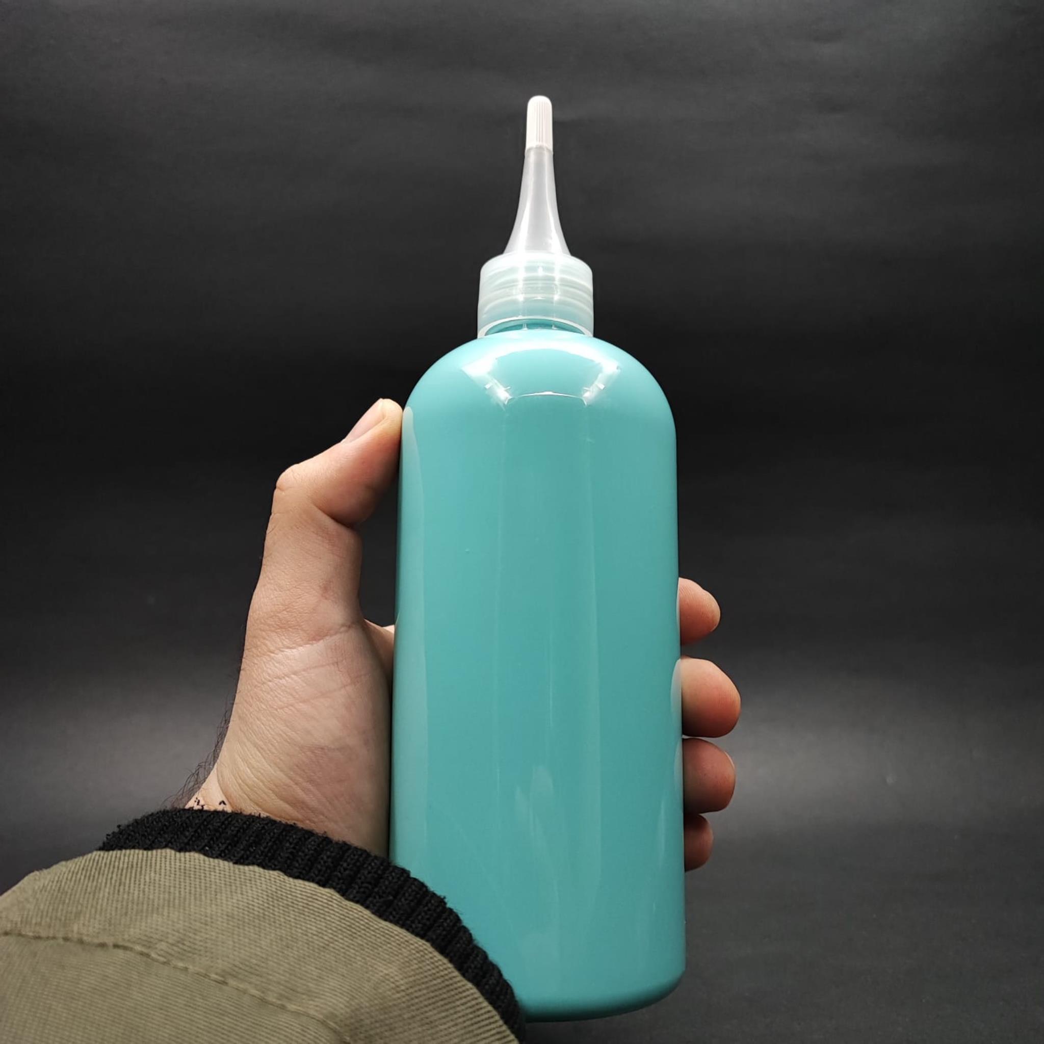 400 CC OVAL BOYUNLU SİLİNDİR PET ŞİŞE (30 GR) - AKITICI ŞEFFAF KAPAKLI - 400 ML PLASTİK ŞİŞE - TURKUAZ