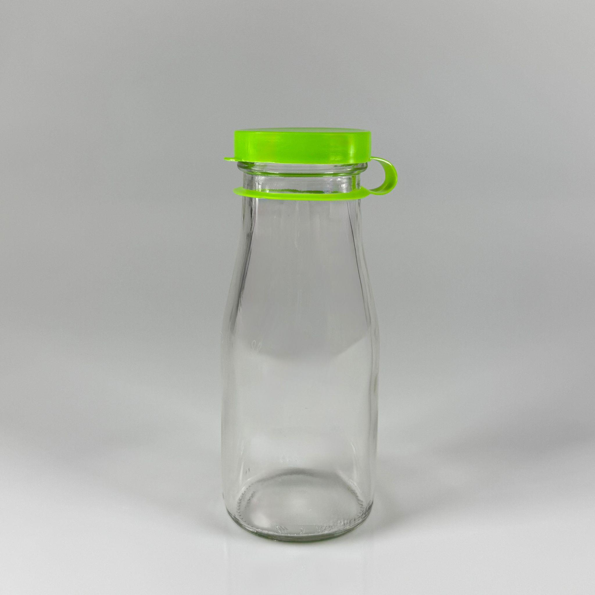 NOSTALJİ ESKİ TİP CAM AYRAN ŞİŞESİ - SÜT, LİMONATA, ŞIRA. ŞERBET. MEYVE SUYU, EV YAPIMI MEŞRUBAT, SMOOTHIE, KOKTEYL VB KAFETERYA, RESTORAN, EV KULLANIMI VB İÇİN - YEŞİL GEÇME KAPAKLI 200 CC BOŞ CAM ŞİŞELERİ