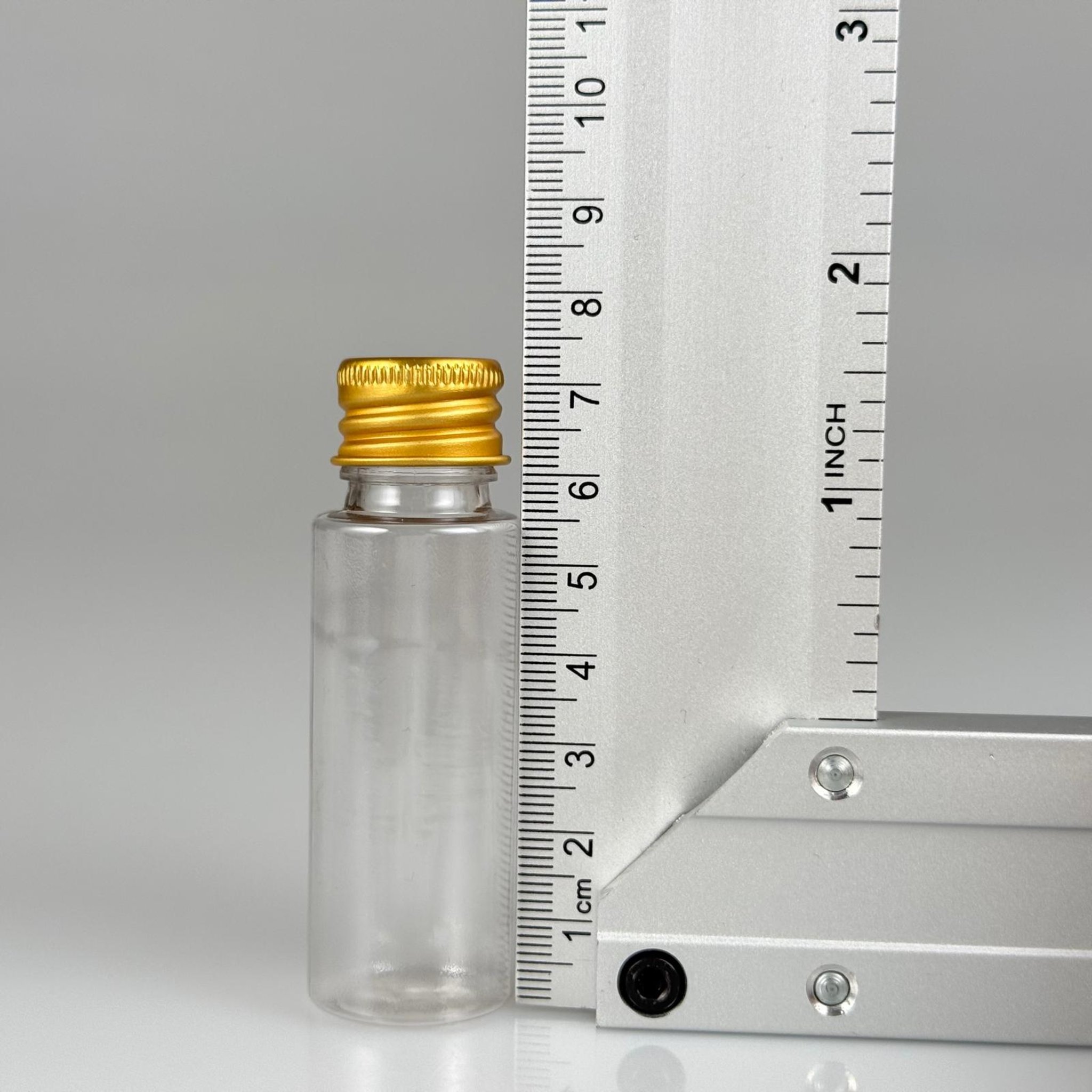20 CC ŞEFFAF PET SHOT ŞİŞE - KÖPÜK CONTALI GOLD ALÜMİNYUM METAL KAPAKLI + KÖR TIPALI TAKIM - 20 ML PLASTİK ŞİŞE