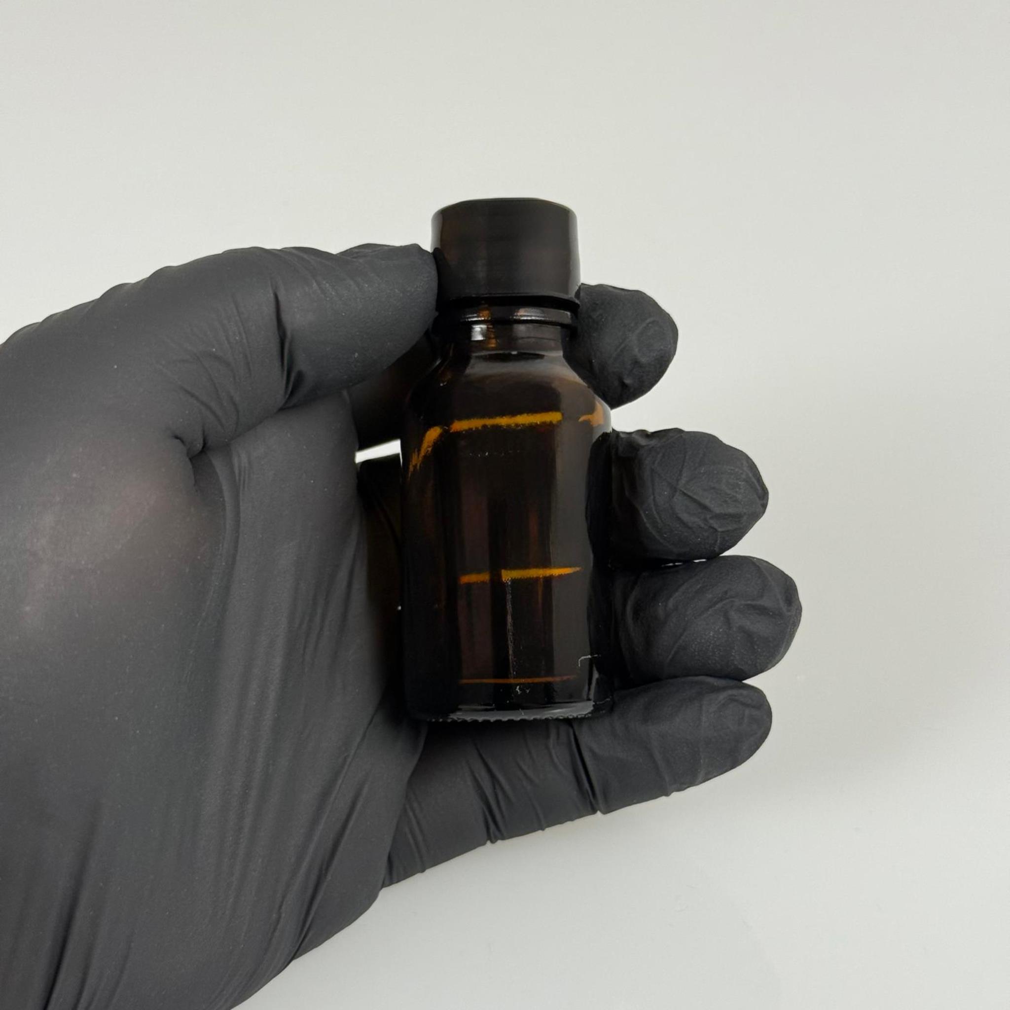 15 ML AMBER CAM ŞİŞE + CONTALI SİYAH KAPAK - 15 CC KAPAKLI CAM ŞİŞE