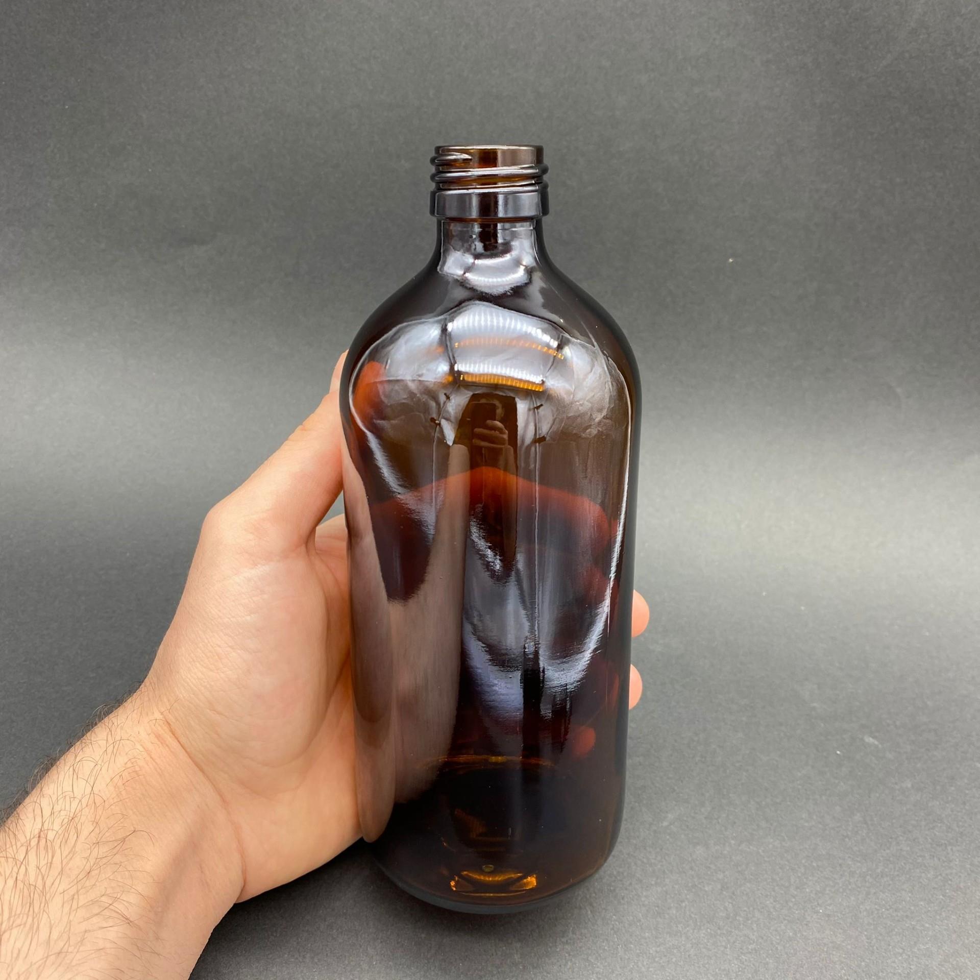 500 CC AMBER TOMBUL CAM ŞİŞE KAPAKSIZ (28 AĞIZ) - 500 ML CAM ŞİŞE - KAHVERENGİ