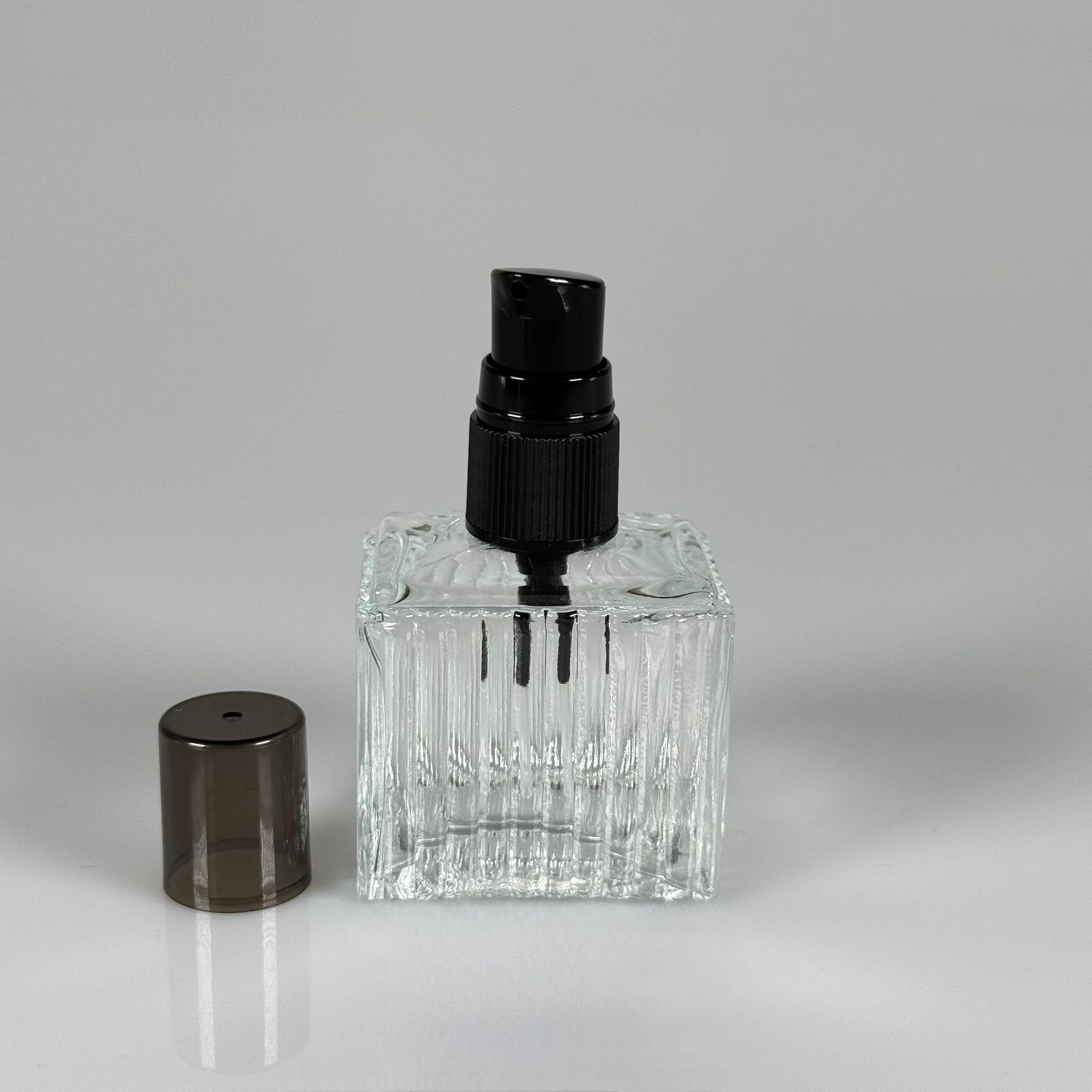 50 CC DESENLİ ÇİZGİLİ CAM ŞİŞE - SİYAH LOSYON POMPALI - 50 ML PRESTİJLİ ŞİŞE