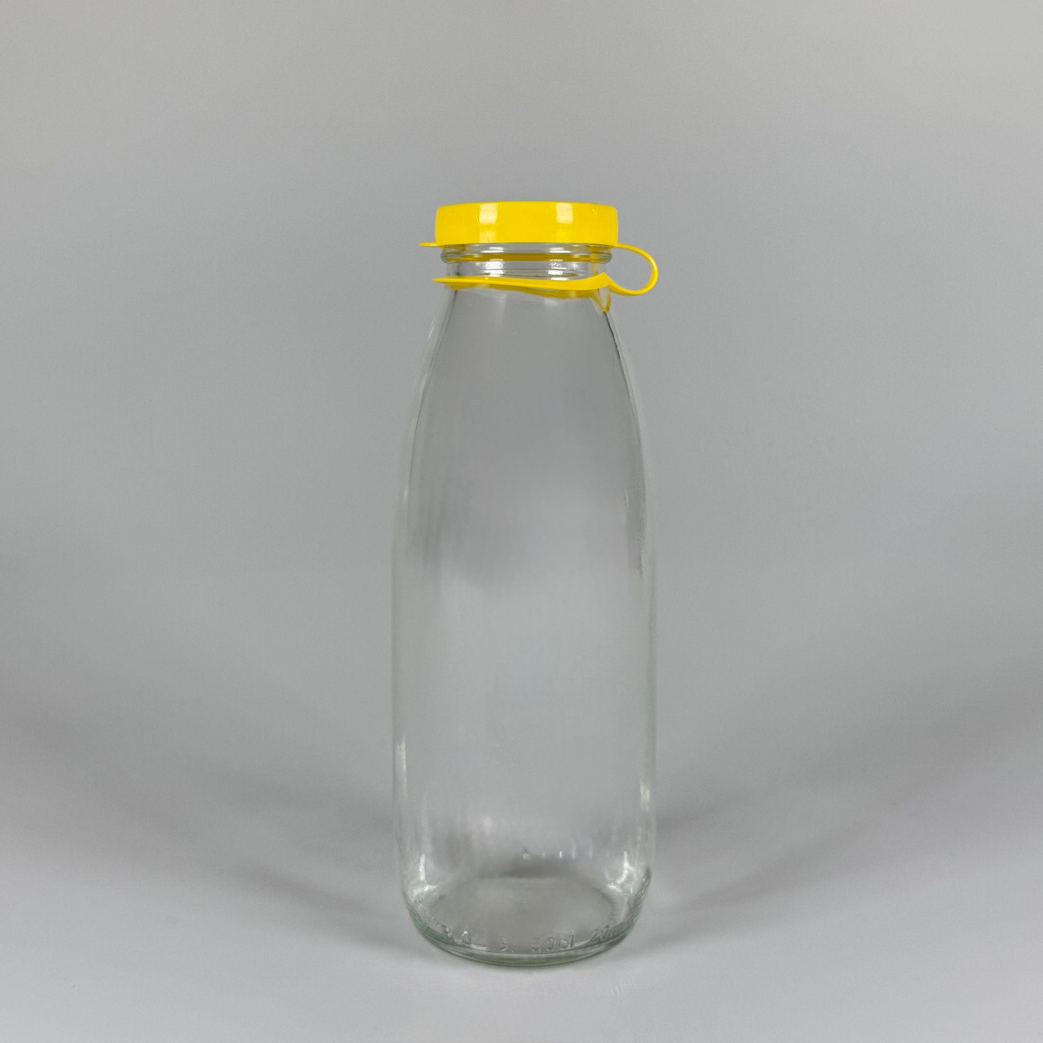 NOSTALJİ ESKİ TİP CAM AYRAN ŞİŞESİ - SÜT, LİMONATA, ŞIRA. ŞERBET. MEYVE SUYU, EV YAPIMI MEŞRUBAT, SMOOTHIE, KOKTEYL VB KAFETERYA, RESTORAN, EV KULLANIMI VB İÇİN - SARI GEÇME KAPAKLI 500 CC BOŞ CAM ŞİŞELERİ