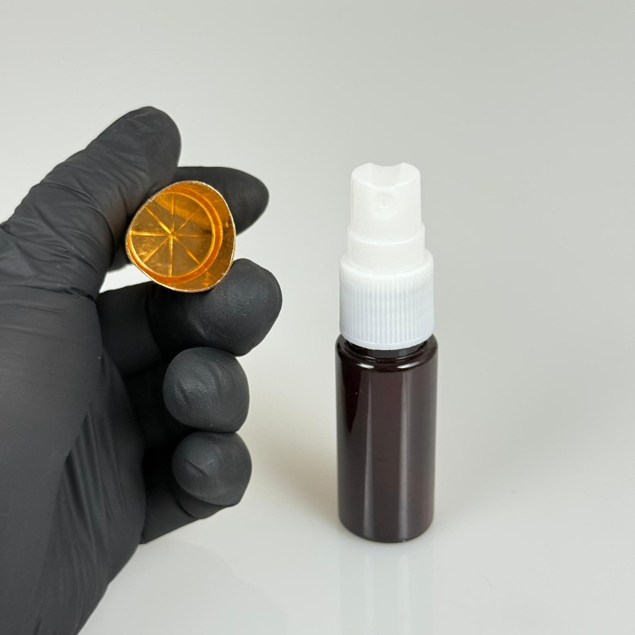 15 ML PET KOLONYA, PARFÜM VB ŞİŞELERİ - METAL ALÜMİNYUM GOLD KAPAK + VİDALI SPREY + 15 CC AMBER ŞİŞE SET TAKIM