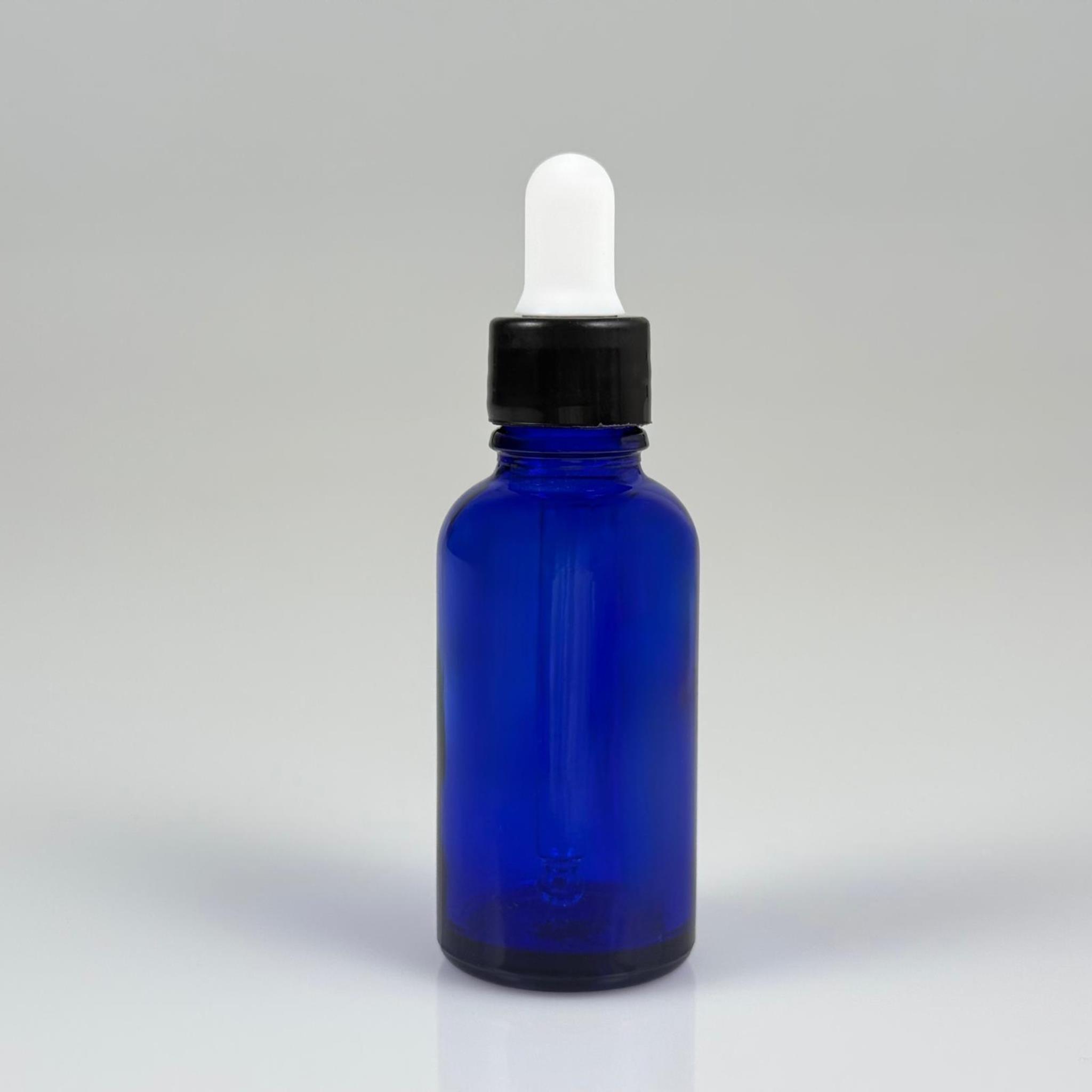 30 CC MAVİ CAM DAMLALIKLI ŞİŞE - BEYAZ EMZİK + SİYAH DÜZ KAPAK + CAM PİPET TAKIM - 30 ML DAMLALIKLI ŞİŞE SETİ