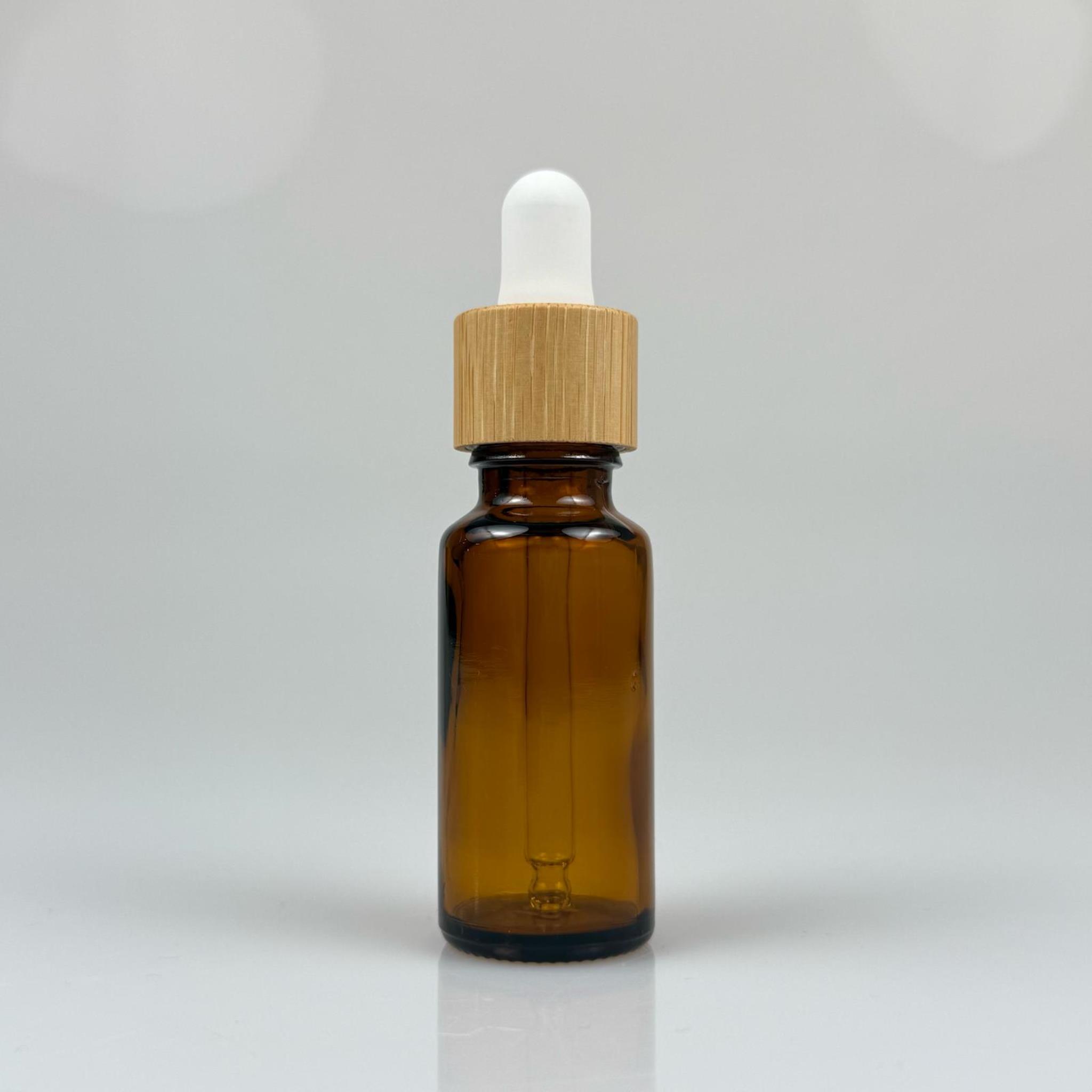 20 CC AMBER CAM DAMLALIKLI ŞİŞE - BEYAZ EMZİK - BAMBU AHŞAP KAPAK - 20 ML BAMBU KAPAKLI CAM DAMLALIKLI ŞİŞE