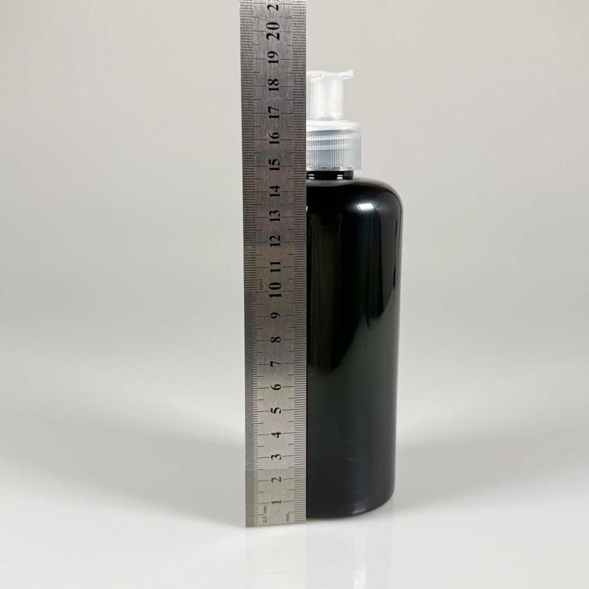 500 CC SİYAH UZUN SİLİNDİR PET ŞİŞE KALIN (26 GR) - ŞEFFAF SIVI SABUN POMPALI - 28 AĞIZ - 500 ML PET ŞİŞE