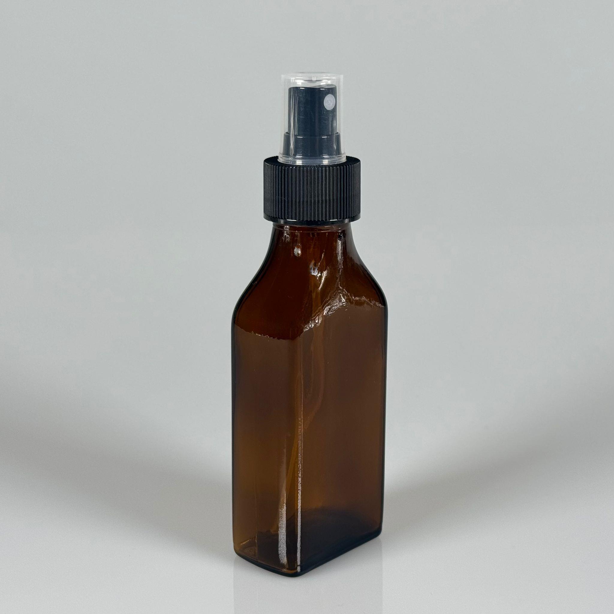 100 CC YASSI AMBER SİYAH SPREY BAŞLIKLI CAM ŞİŞE - 100 ML KAHVERENGİ FISFIS KAPAKLI ŞİŞE