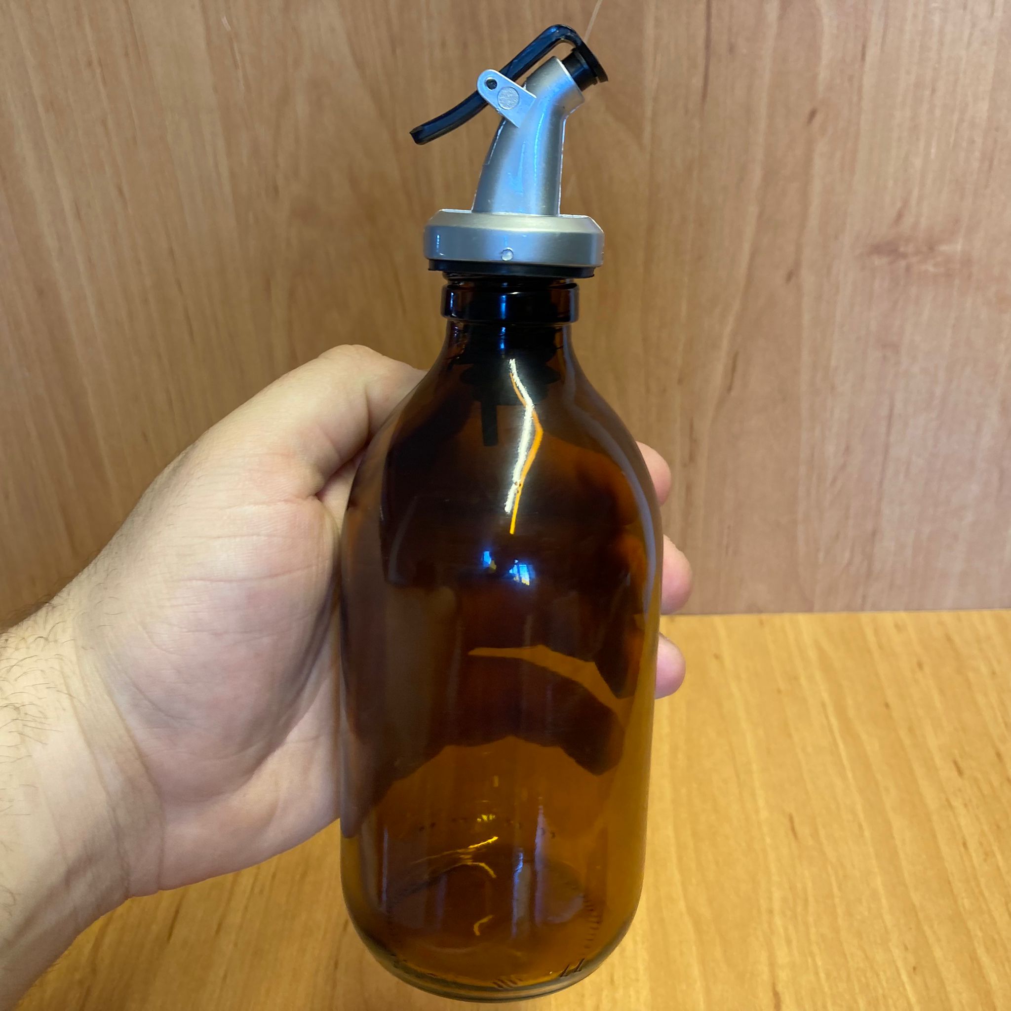 300 CC AMBER YAĞDANLIK ŞİŞESİ - 300 ML CAM YAĞLIK SİRKELİK ŞİŞE - GRİ AKITICILI Damlatmaz Yağlık/ Sirkelik