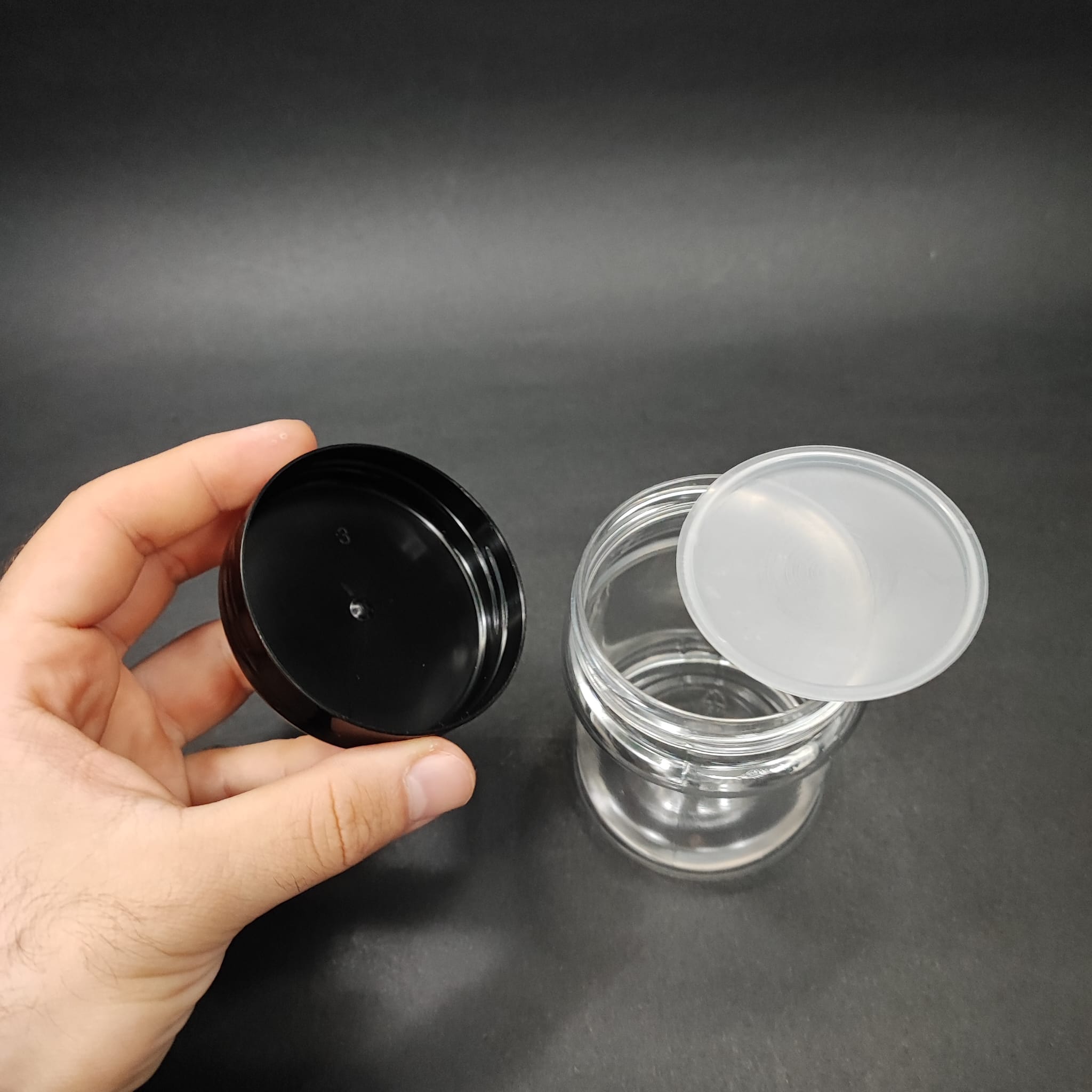 200 CC PET KAVANOZ - SİYAH KAPAKLI - İÇ TIPALI - 200 ML PLASTİK KREM KAVANOZU