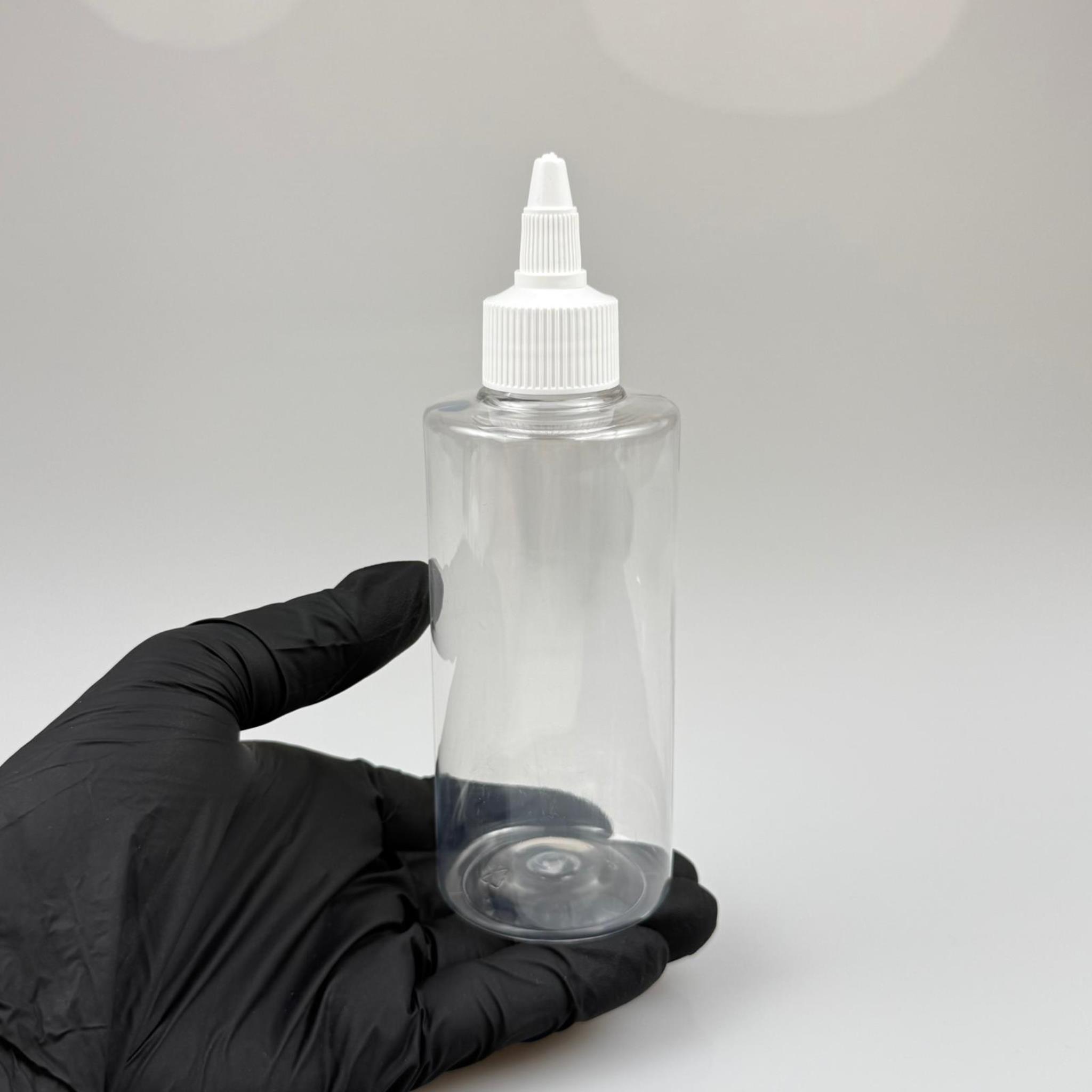 YAĞ, SOS, ACI SOS, SİRKE, SRIRACHA, MÜREKKEP, TUTKAL AKITICI VB BOŞ ŞİŞELERİ - BEYAZ SİVRİ TWİST AKITICI KAPAK + 200 ML KÜT PET PLASTİK ŞİŞE TAKIM