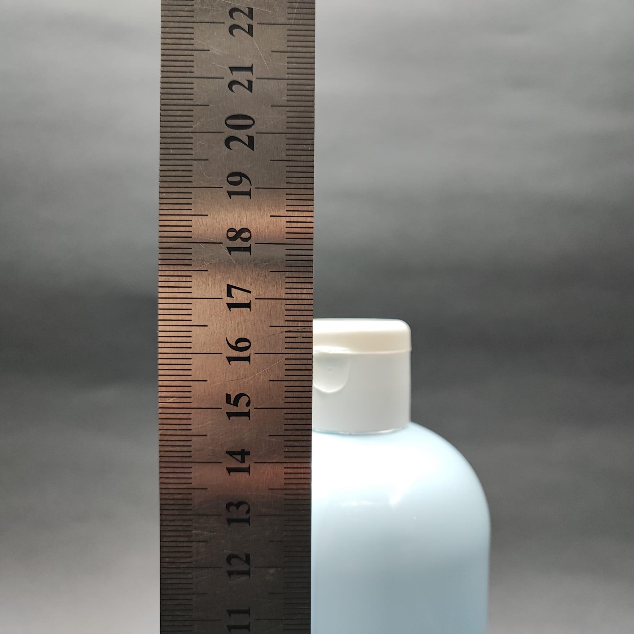 400 CC OVAL BOYUNLU SİLİNDİR PET ŞİŞE (30 GR) - BEYAZ FLİPTOP ŞAMPUAN KAPAKLI - 400 ML PLASTİK ŞİŞE - BEBEK MAVİSİ
