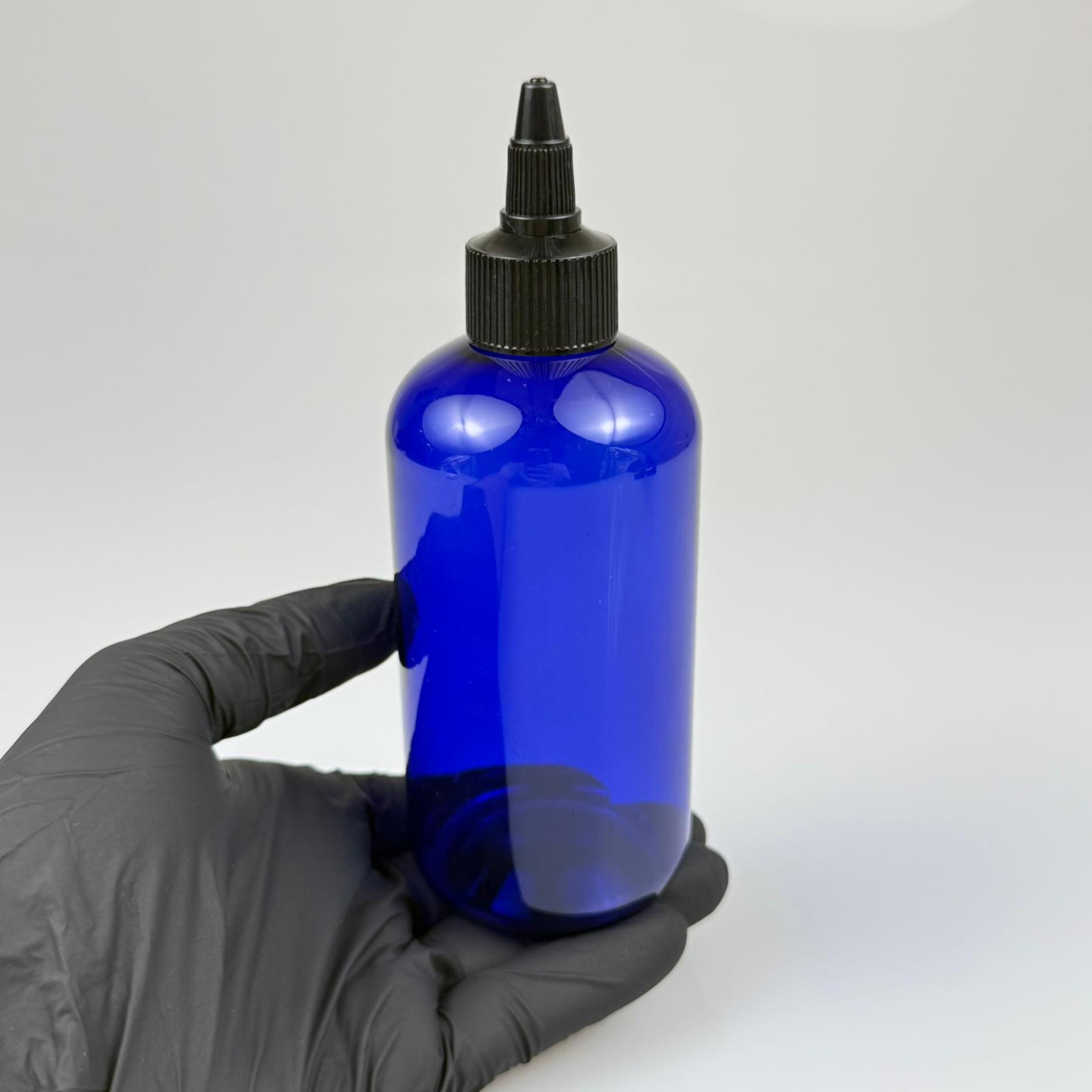 YAĞ, SOS, ACI SOS, SİRKE, SRIRACHA, MÜREKKEP, TUTKAL AKITICI VB BOŞ ŞİŞELERİ - SİYAH SİVRİ TWİST AKITICI KAPAK + 250 ML MAVİ ZEYNEP PET PLASTİK ŞİŞE TAKIM