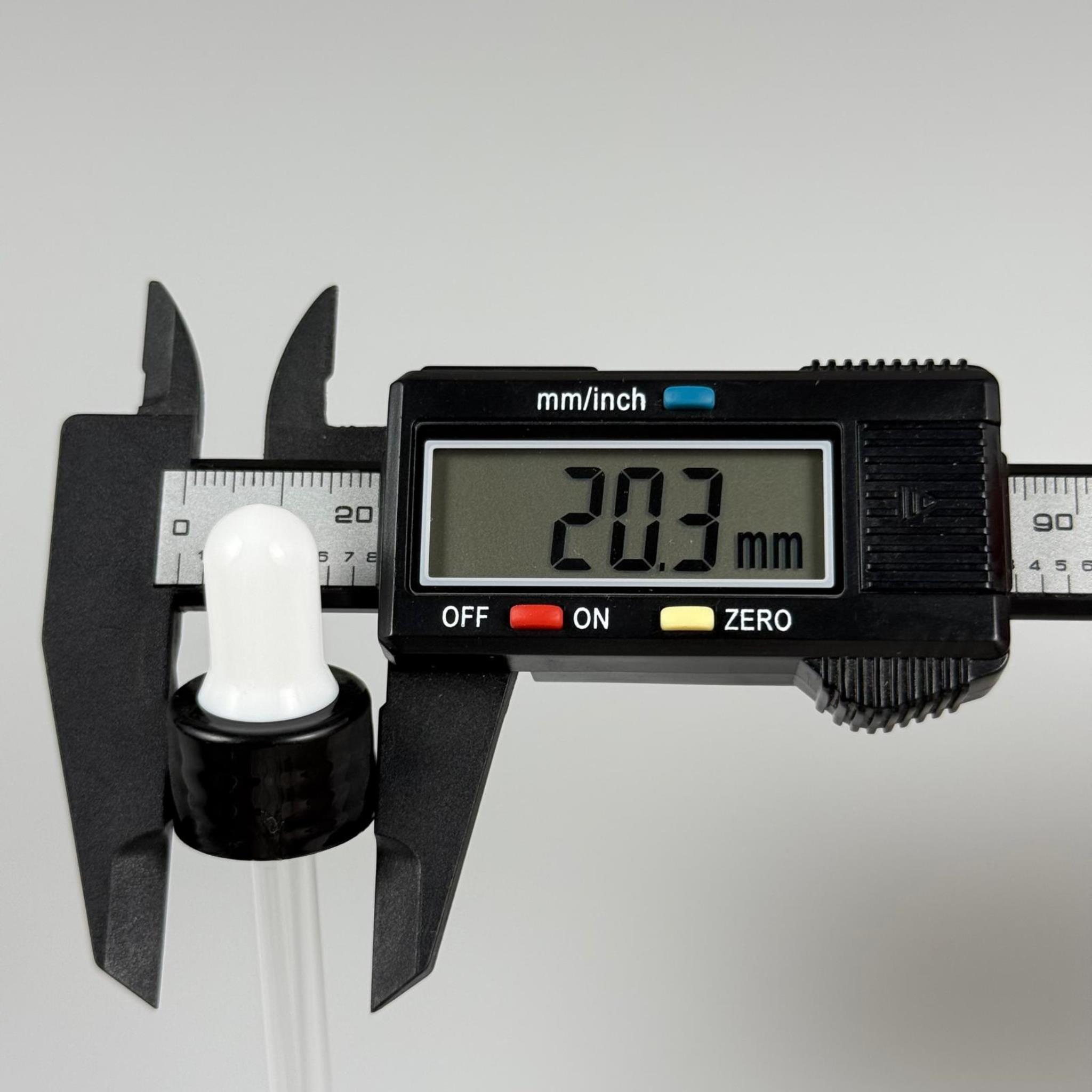 18 MM CAM DAMLALIKLI TAKIM - BEYAZ EMZİK + DELİKLİ PLASTİK DÜZ SİYAH KAPAK + 77 MM CAM PİPET