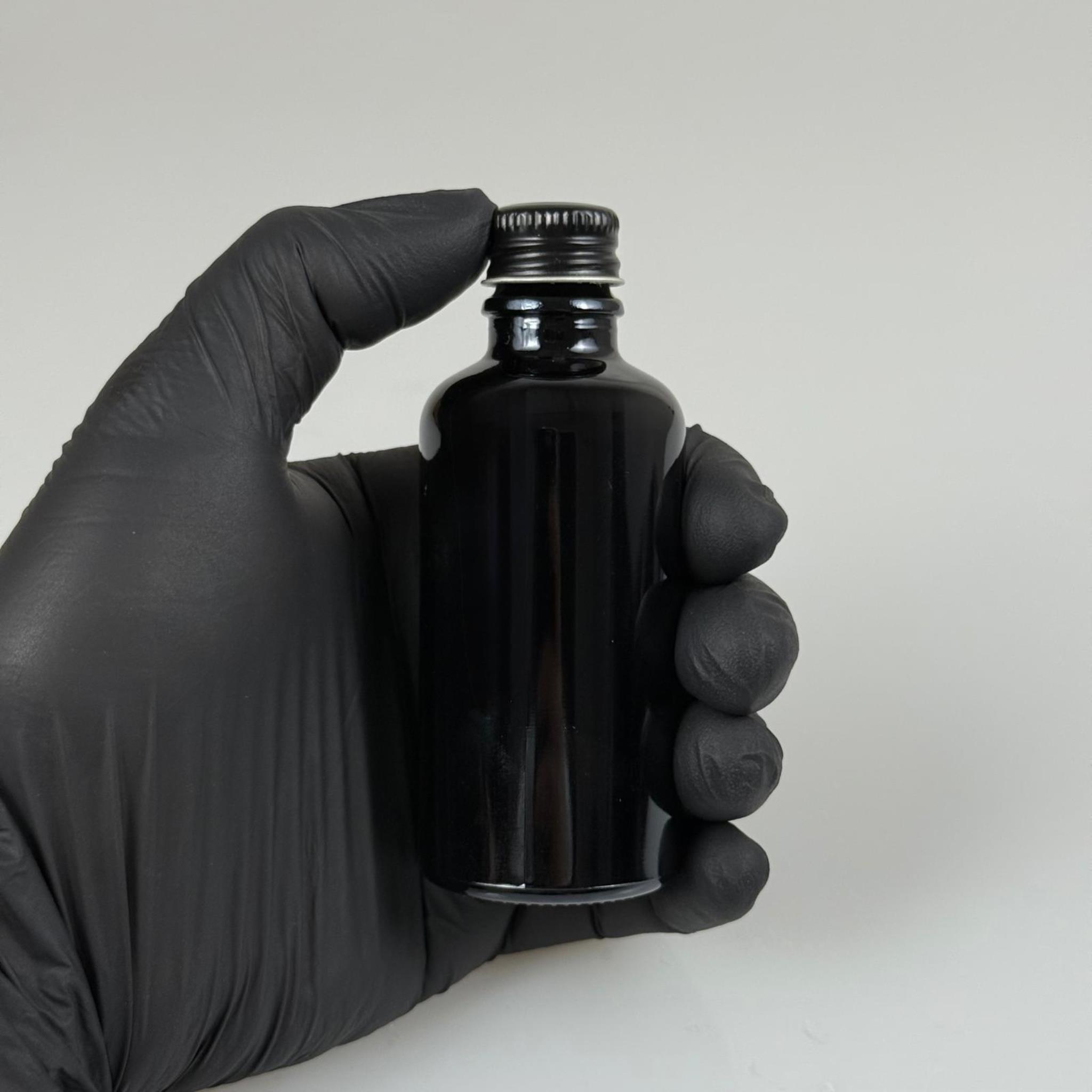 50 CC SİYAH İÇTEN DAMLALIKLI - SİYAH METAL KAPAKLI CAM ŞİŞE - 50 ML KOLONYA TIPALI CAM ŞİŞE