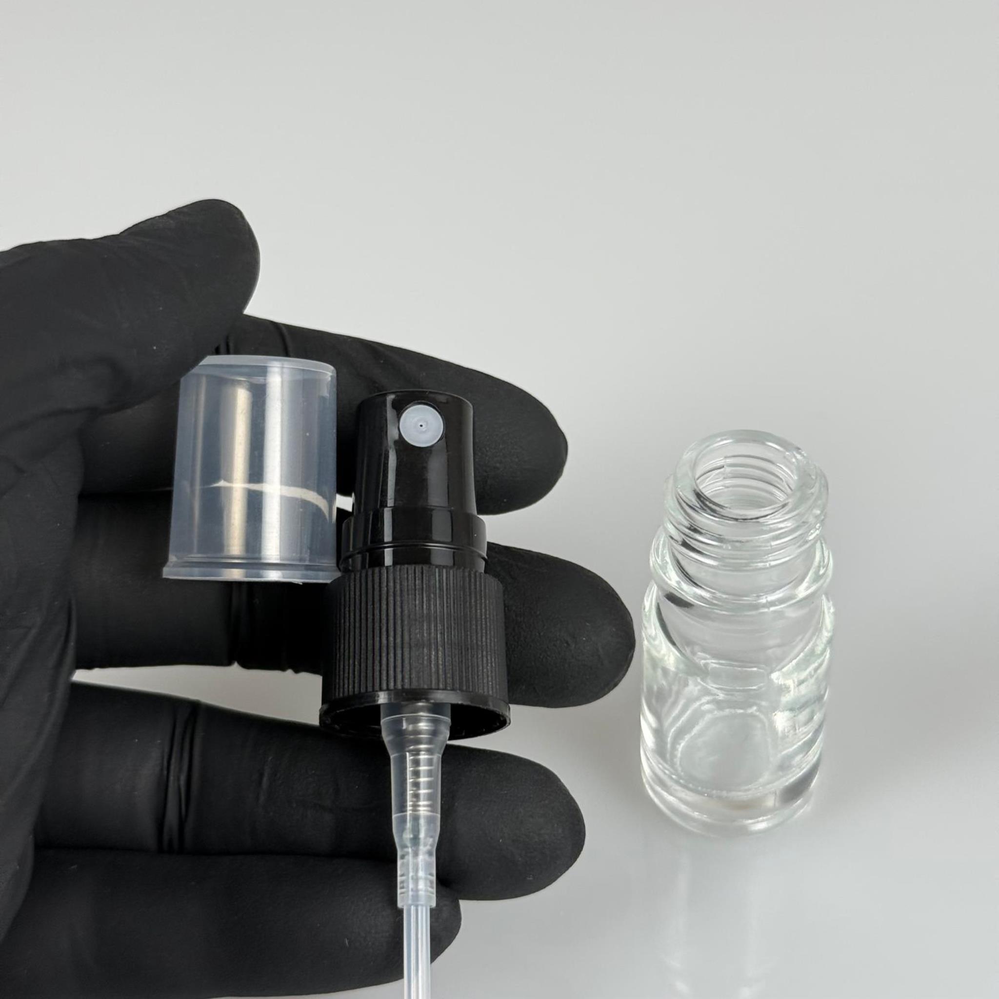 5 CC ŞEFFAF CAM ŞİŞE - SİYAH SPREYLİ - 5 ML SAYDAM FISFIS ŞİŞE