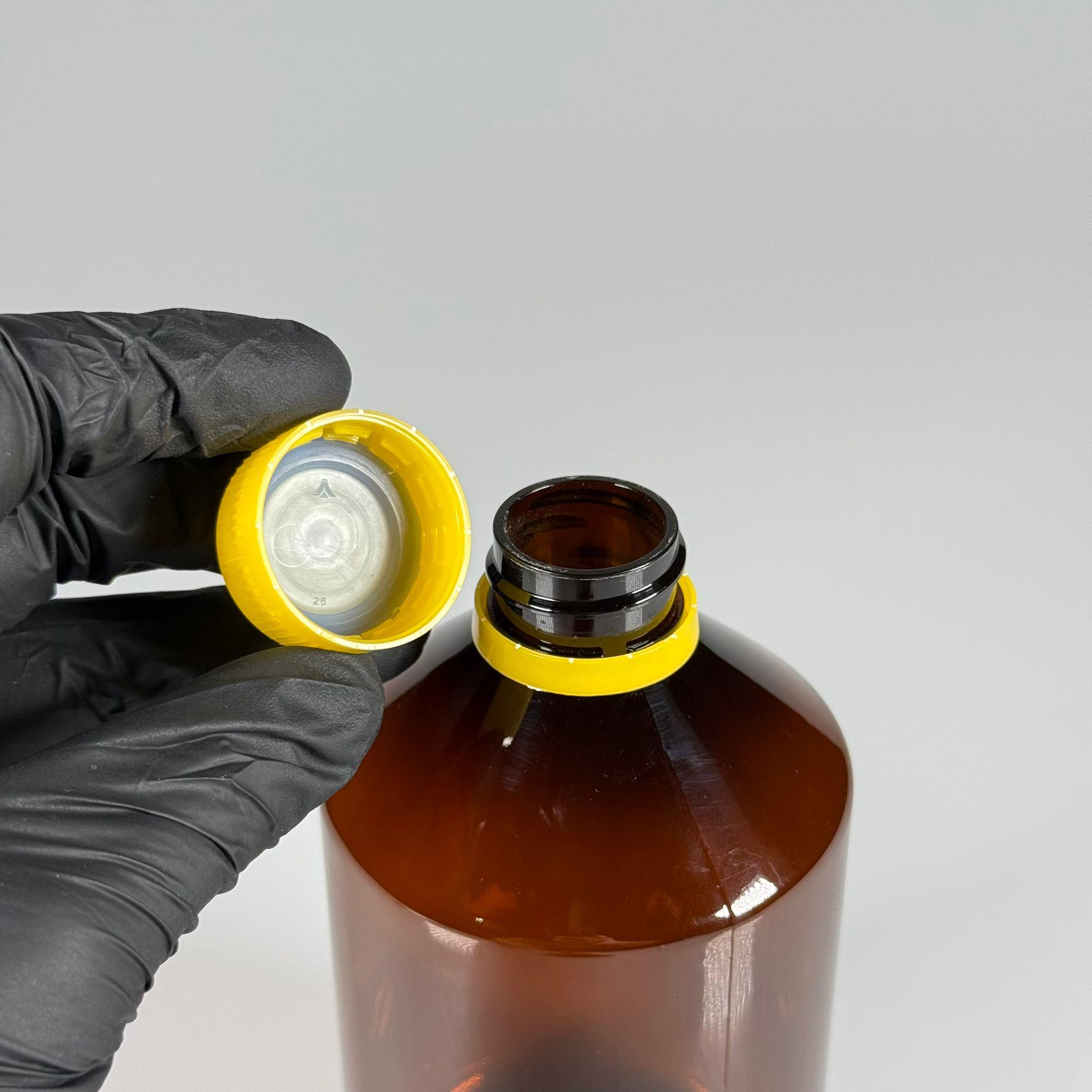 500 CC AMBER SERT PLASTİK ŞİŞE - SARI KİLİTLİ KAPAKLI  - 500 ML KAHVERENGİ PET ŞİŞE